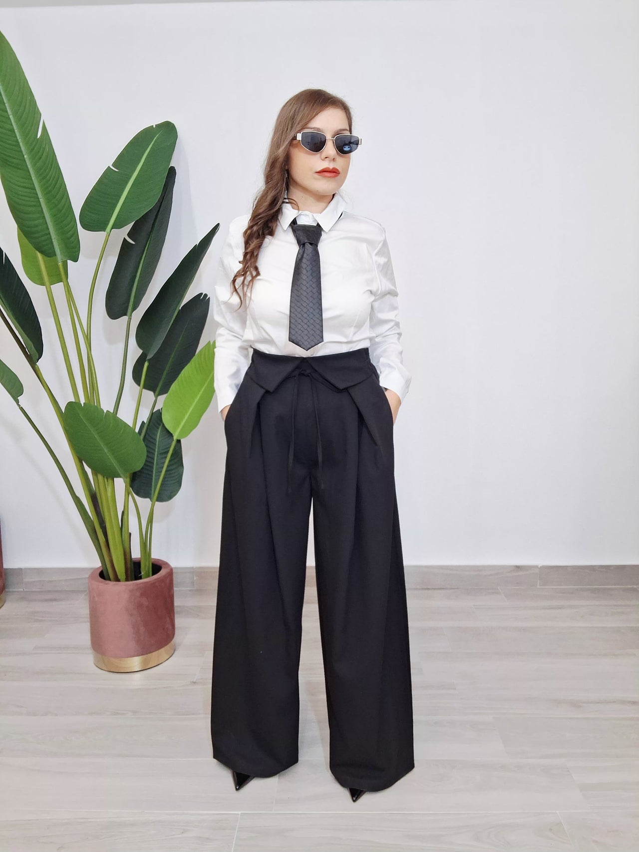 Pantalone Palazzo Vita a Portafoglio con Laccetto
