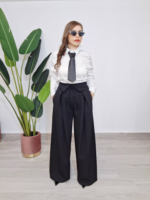 Pantalone Palazzo Vita a Portafoglio con Laccetto