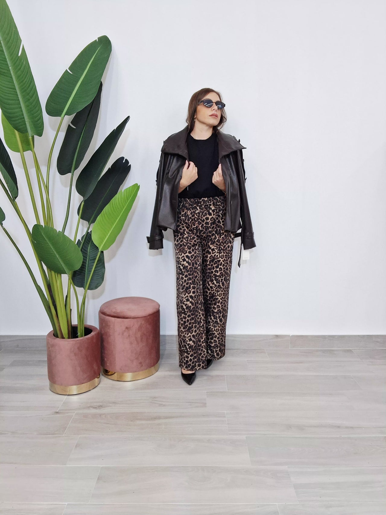 Pantalone Palazzo Animalier chiaro