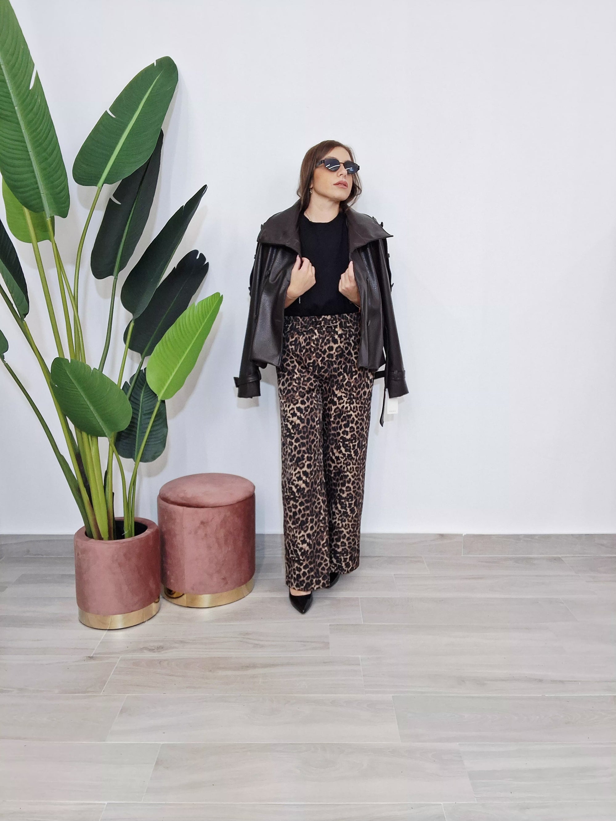 Pantalone Palazzo Animalier chiaro