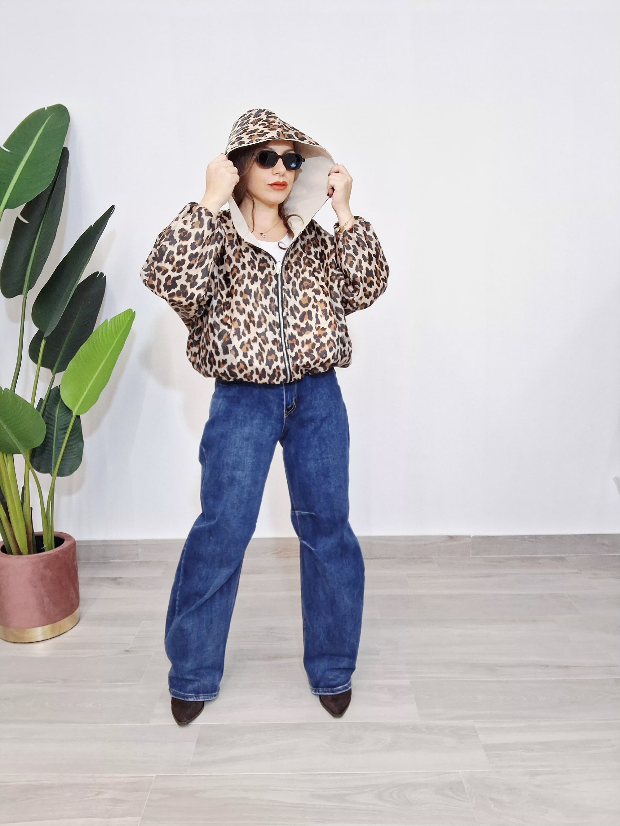 Giubotto Double Face Reversibile Leopard/Beige