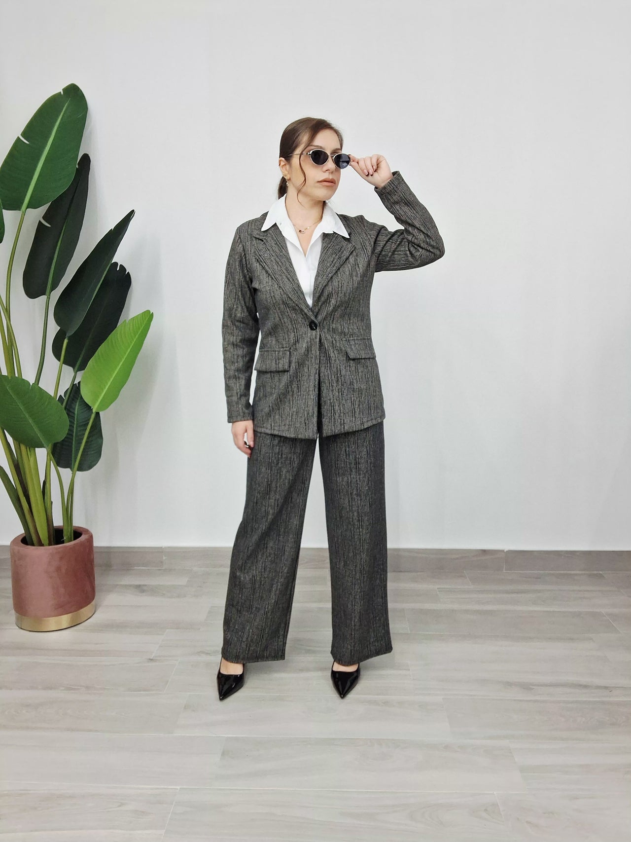 Tailleur Effetto Tweed Chic-Grigio Antracite