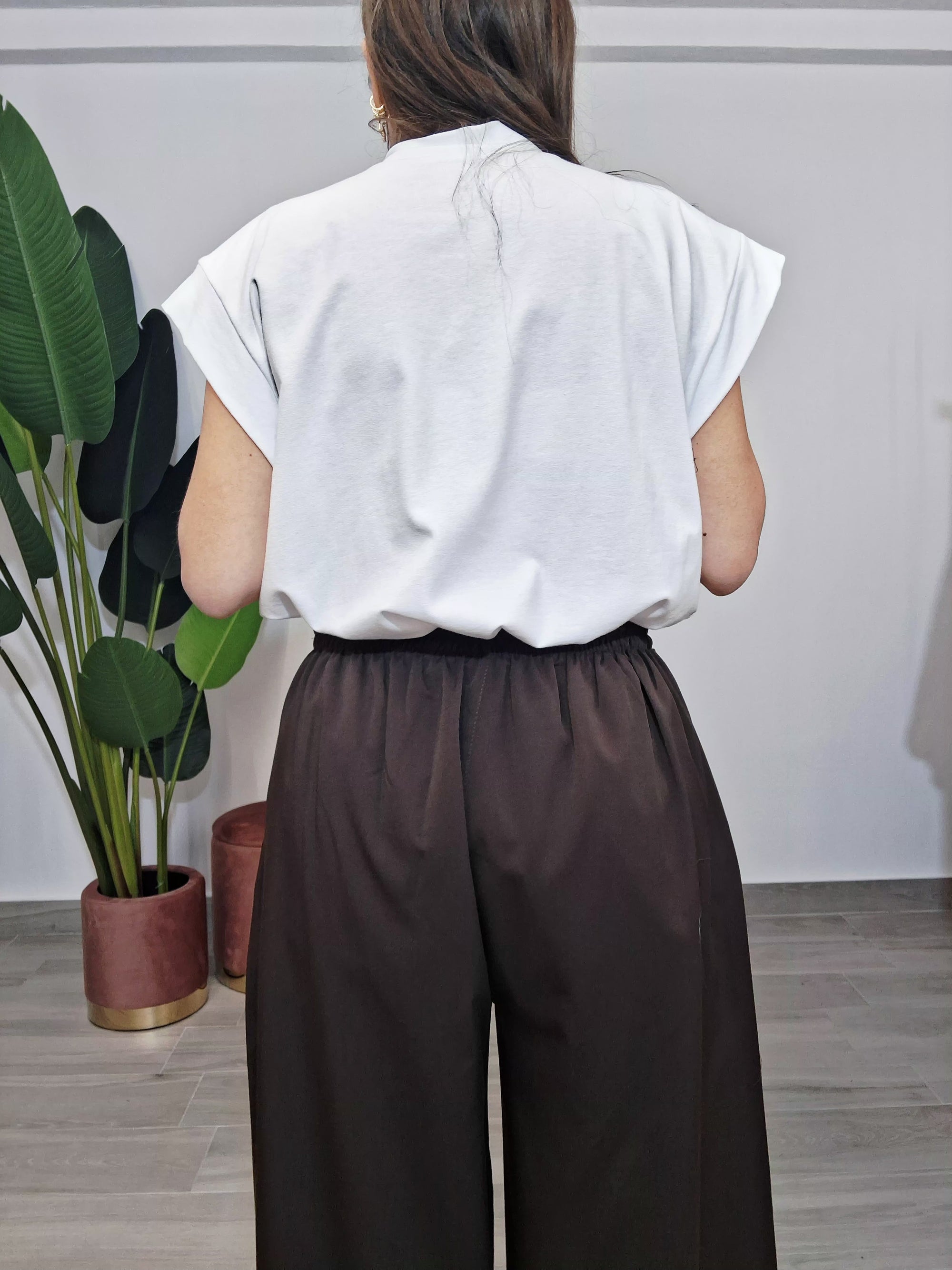 Pantalone Palazzo Vita a Portafoglio con Laccetto