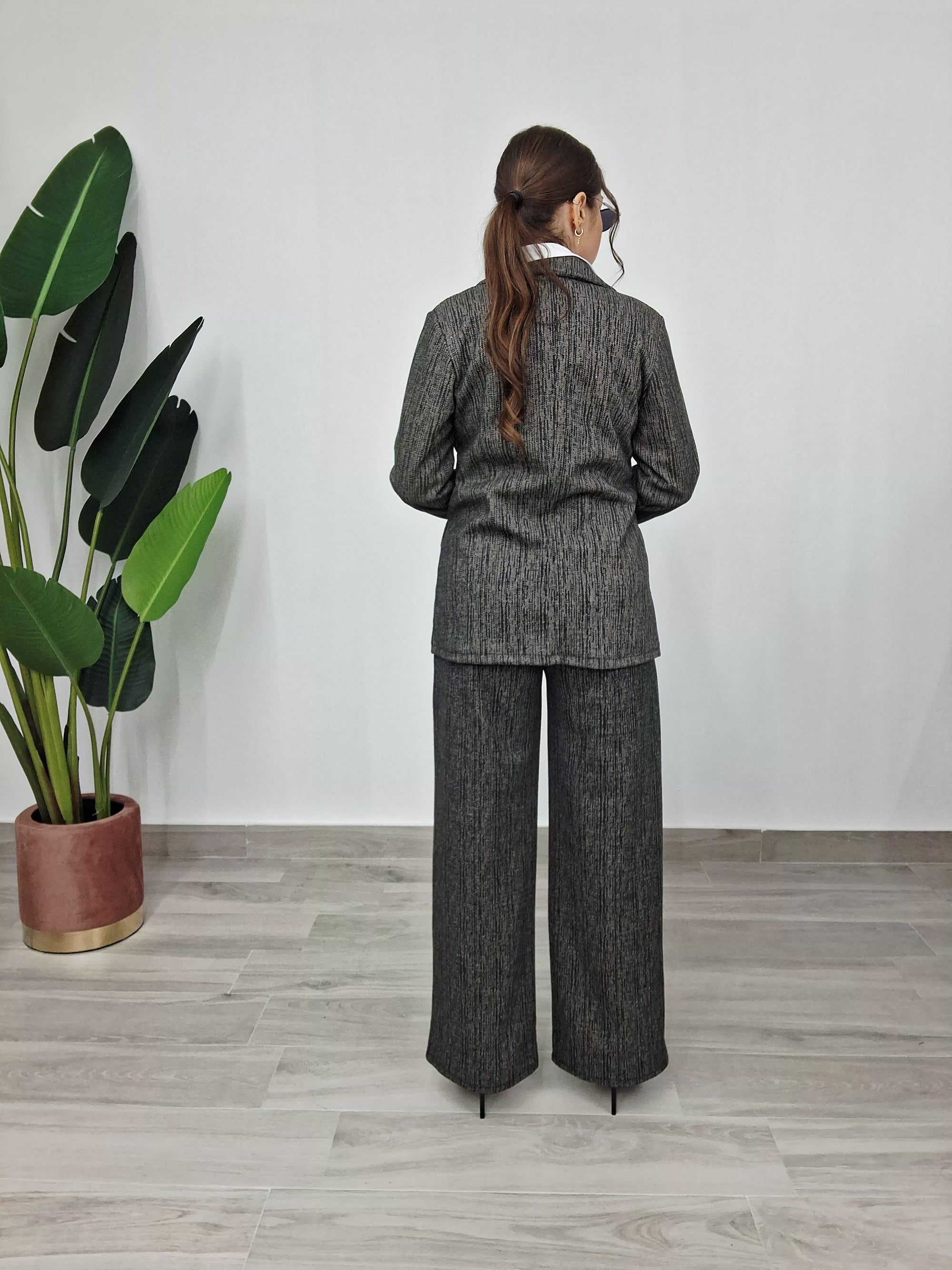 Tailleur Effetto Tweed Chic-Grigio Antracite
