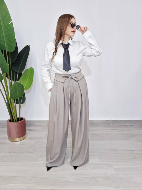 Pantalone Palazzo Vita a Portafoglio con Laccetto