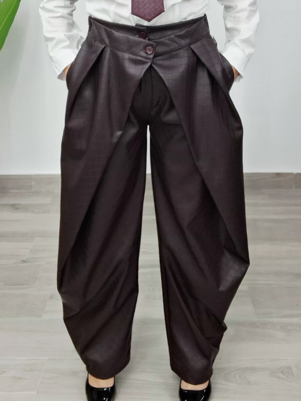 Pantalone Ballon Ecopelle Doppio Bottone