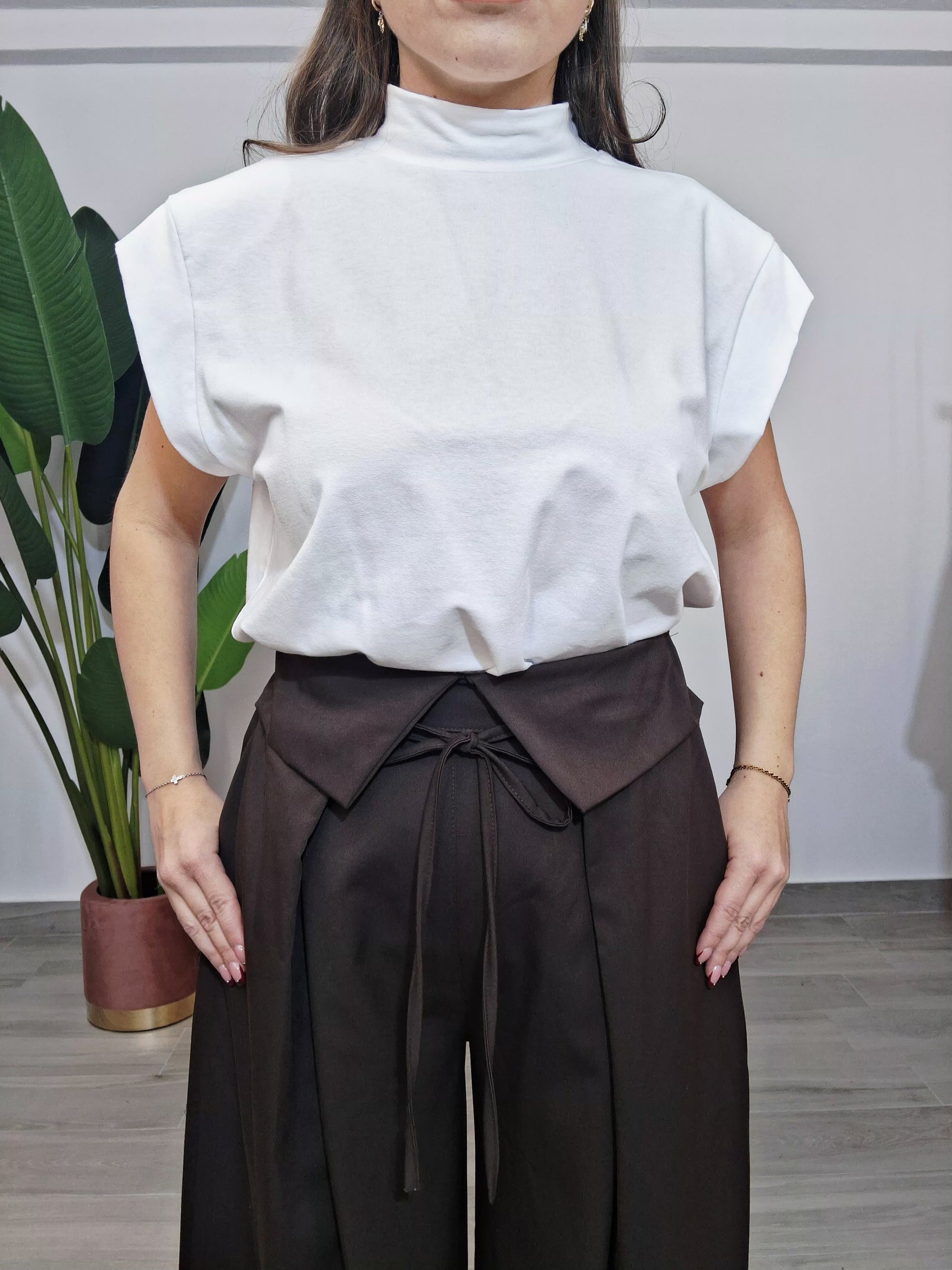 Pantalone Palazzo Vita a Portafoglio con Laccetto