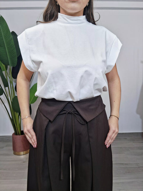 Pantalone Palazzo Vita a Portafoglio con Laccetto