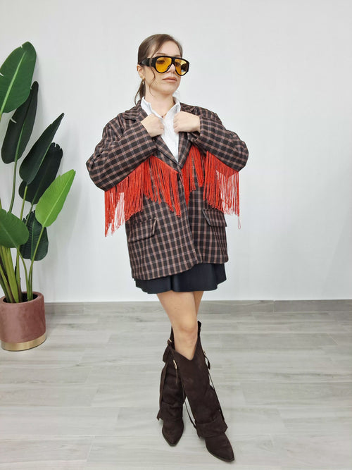 Blazer Check/Quadri con Frange