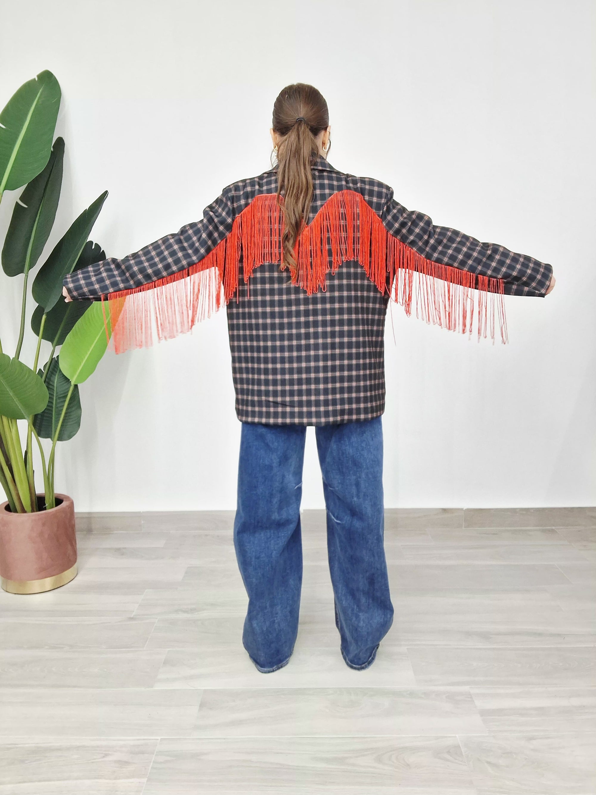 Blazer Check/Quadri con Frange